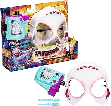 Spider-Gwen with the Spider-Gwen Web-Shot Slinger Mask and Blaster Set